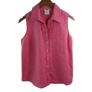 Mimi Maternity S Pink Linen Sleeveless Top
